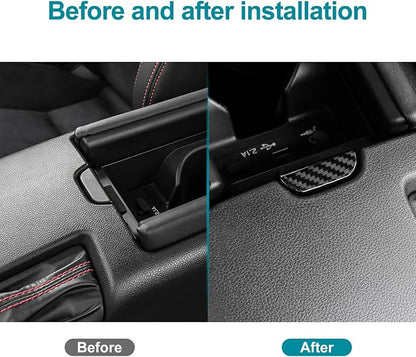 AIRSPEED Hard Carbon Fiber for Subaru BRZ Toyota GR86 2021 2022 2023 2024 2025 Car Armrest Box Button Cover Center Console Interior Trim Accessories, Black