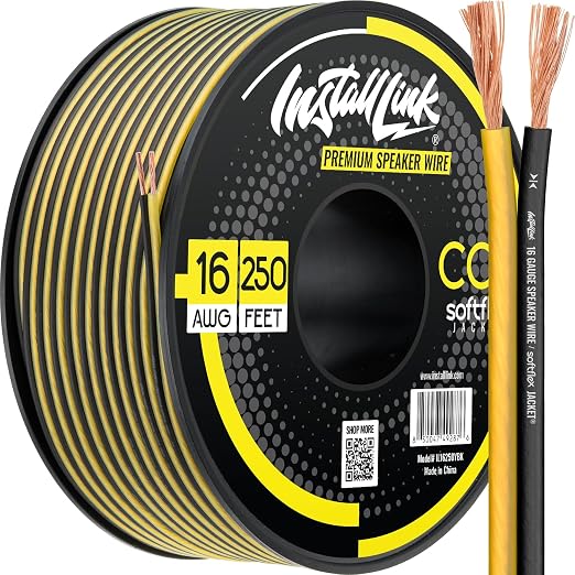 Install Link 16 AWG Gauge Speaker Wire Cable (250 Feet) Stereo, Car or Home Theater, CCA