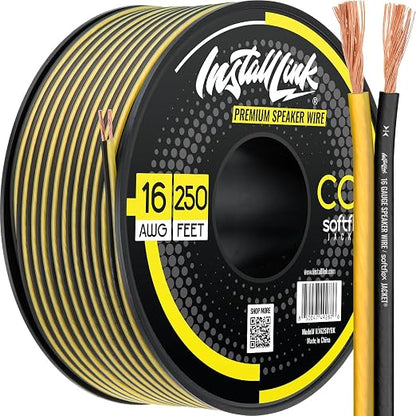 Install Link 16 AWG Gauge Speaker Wire Cable (250 Feet) Stereo, Car or Home Theater, CCA