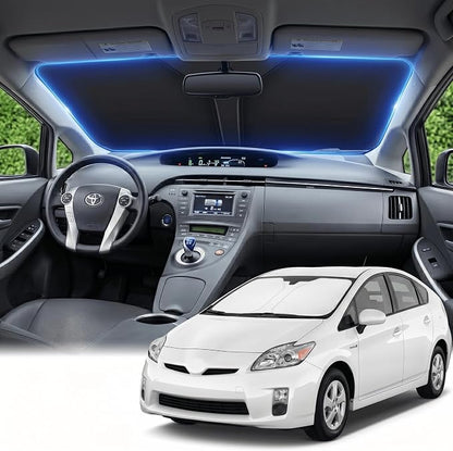 Windshield Sun Shade for Toyota Prius Hatchback 2010-2015 Double Layer 240T Front Window Shade Custom Fit Prius Sun Visor Foldable Shade Blocks UV Rays Summer Must Have Car Accessories