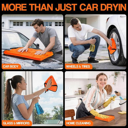 Bolant 4 Pack Twisted Loop Car Drying Towel, Microfiber Towels for Cars 24"x36", Reusable Shammy Quick Dry Cloth for Carwash, for Auto, Boat, RV, Garage & Home
