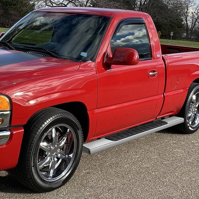 [Pair] 6.75 Inch Chrome Stainless Steel Running Boards Side Step Bars Compatible with 07-19 Silverado Sierra Regular Cab