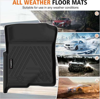 All Weather Floor Mats for 2010-2014 Ford F150 SuperCrew/Crew Cab with 1st Row Bucket Seat, TPE Rubber Floor Liners Anti-Slip Full Set Automotive Mats for 2014 F150 Accessories