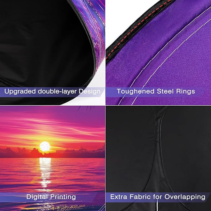 Windshield Sun Shade - Windshield Sun Shade Foldable, Car Sun Shade Windshield Keeps Interior Cool, Foldable Sunshade for Car Windshield with Storage Bag for Cars, SUVs, 55'' x 32''