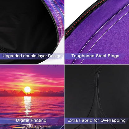 Windshield Sun Shade - Windshield Sun Shade Foldable, Car Sun Shade Windshield Keeps Interior Cool, Foldable Sunshade for Car Windshield with Storage Bag for Cars, SUVs, 55'' x 32''