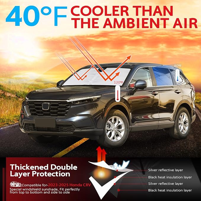 KAYZT Windshield Sun Shade for Honda CRV 2023-2025 2026 CR-V Foldable Sunshade SUV Front Window Custom Fit Accessories