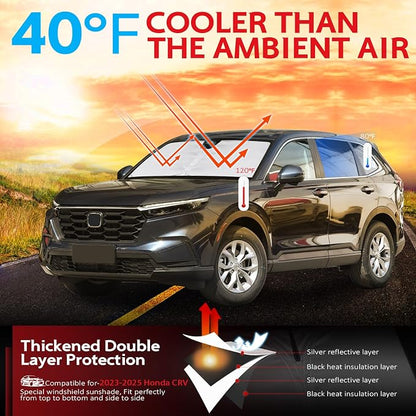 KAYZT Windshield Sun Shade for Honda CRV 2023-2025 2026 CR-V Foldable Sunshade SUV Front Window Custom Fit Accessories