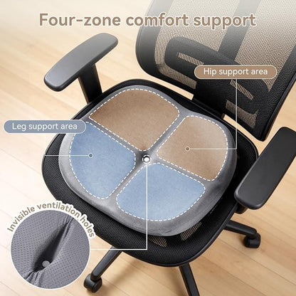 Memory Foam Seat Cushion with Pressure Relief for Office Chair, Car, Wheelchair, and Sofa, Doctor Recommended Orthopedic Cushion for Tailbone Pain, Sciatica, Hip Back Support, Non Slip, Grey