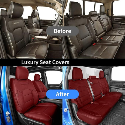 coverdream F150 Seat Covers for 2015-2020 Ford F150 SuperCab XL/XLT/Lariat & 2017-2022 F250/F350 SuperCab XL/XLT/Lariat,2-Door,Fully Covered,Waterproof Leather Seat Protector(Full Set,Wine Red)