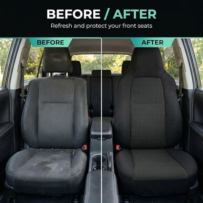 FH Group Car Seat Covers High Back Classic Cloth Front Pair Set with Gift, Easy to Install - Universal Fit for Cars, Trucks & SUVs (Black) FB102102