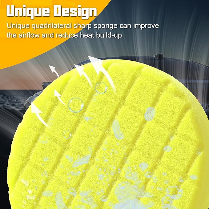 Polishing Pad, 3Pc Buffing Pads for Car Polisher Boat Compounding, Polishing and Waxing (Yellow T60)