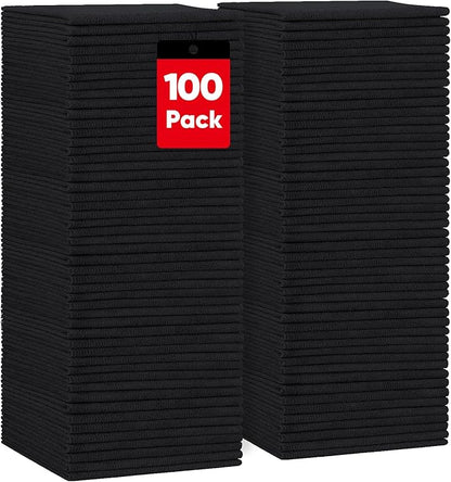 HOMEXCEL Black Microfiber Cleaning Cloths, 100 Pack Microfiber Towels for Cars, Lint Free & Scratch-Free Bulk Cleaning Rags for House, Kitchen, Car and Shop, Absorbent Cleaning Towels 11.5 x 11.5 inch