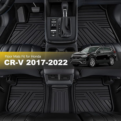 Rubber Floor Mats Fit for Honda CR-V 2022 2021 2020 2019 2018 2017 (Gasoline & Hybrid), All Weather Custom Fit Heavy Duty Anti-Slip Car Mats for CRV, 1st & 2nd Row Black