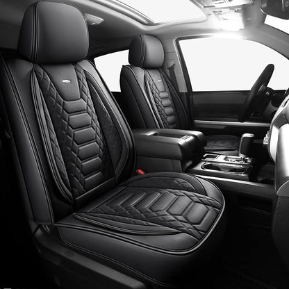 FREESOO Tundra Seat Covers 2 Front Set, Fit for Toyota Tundra 2007-2021 Crewmax Cab, Custom Truck Seat Covers with Waterproof Faux Leather Black