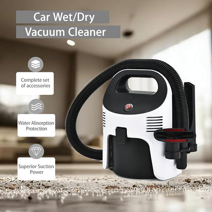 Portable Wet/Dry Vacuum, 2-Gallon, Small Shop Vacuum，Corded, Compact Wet/Dry Vacuum for Pets & Cars，Black-White Elf
