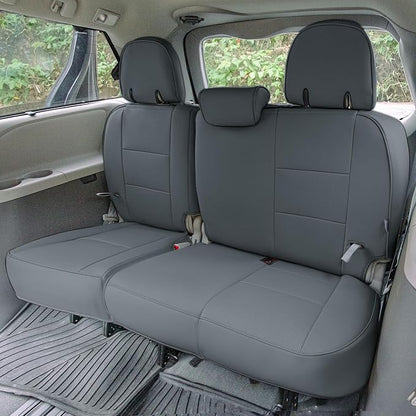 FH Group Custom Fit Car Seat Covers Specifically Made for 2011-2020 Toyota Sienna 7 Passenger, Car Seat Cover 3rd Row, Automotive Seat Covers in Solid Gray Faux Leather, Waterproof and Washable