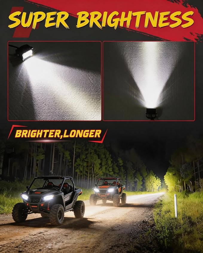 2PCS 3 Inch LED Pod Lights 40W Small Surron Driving Lights | Spot Beam Off Road 4x4 CREE Ditch Lights Super Bright Work Light Cube LED Bumper Lights Fog Light for Truck ATV Motorcycle