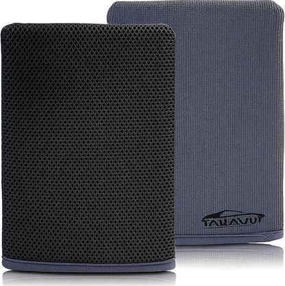 TAKAVU Auto Detailing Clay Mitt 1 Pack 9.7x6.3 inches, Magic Clay Bar Mitt Premium Mesh and Microfiber for Remove Dirts Mud Grime, Car Cleaning Detail Glass Wheel Windshield (Grey)