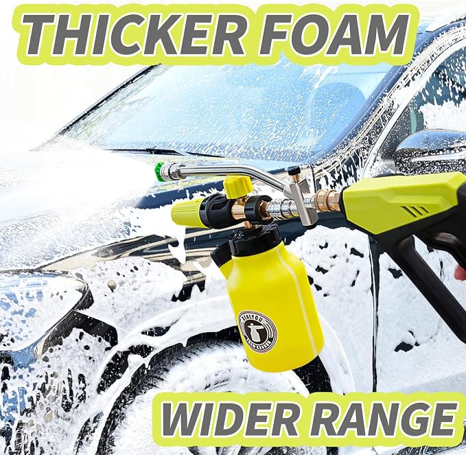REALYOU Foam Cannon with Foam Cannon Dual-Connector, Pressure Washer Accessory for Car Washing and Cleaning, 5 Pressure Washer Sprayer Nozzles, 1/4" Quick Connect