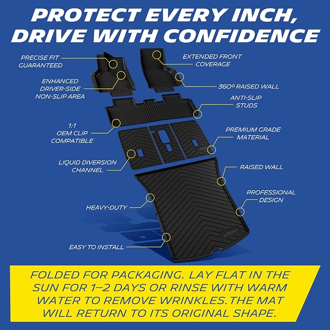 Michelin Vehicle Mat, All-Weather TPE Custom Fit Liner for Tesla Model Y 5 Seat Standard Floor Mats 2025-2027 (7 Piece), Not Fit Premium or Performance, Premier