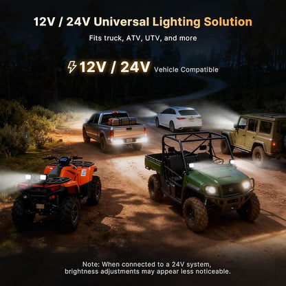 LED Pod Lights Flood Beam, Smart App Controlled Off Road Driving Lights Supports CarPlay/Android Auto, IP67 Waterproof 6000K White Lamps for Trucks, ATV, UTV, SUV, Boat (5.5 Inch)