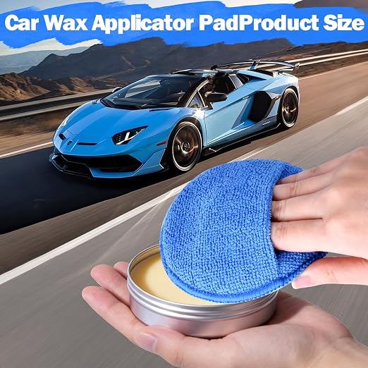 12 Pack Microfiber Wax Applicator Pads with Finger Pocket,Foam Car Wax Applicator Polishing Pads Microfiber Applicator Pad for Car Detailing & Cleaning (5 inch, Blue)
