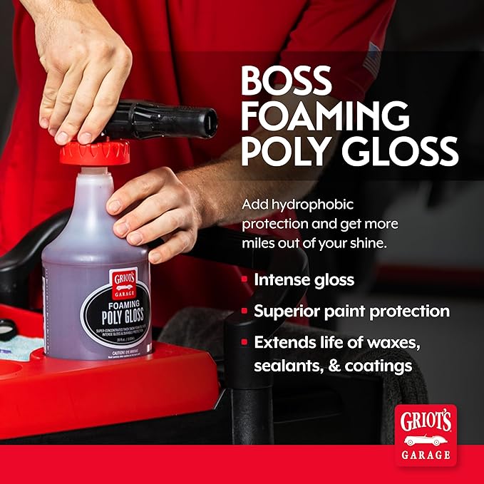 Griot's Garage Foaming Poly Gloss for Car Cleaning and Detailing, Spray Wash & Wax, Compatible with The BOSS Foam Cannon Auto-Mix System, 35oz