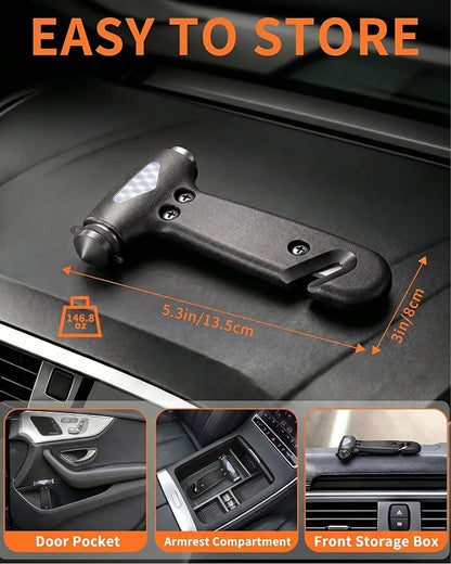 Window Breaker Seatbelt Cutter, Essential Car Tool Accessories for Women, Glass Breaker and Seat Belt Cutter, Emergency Kit Gadgets, Safety Hammer (Window Breaker - Black)
