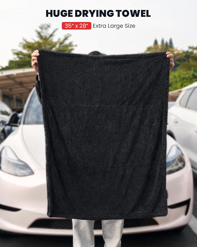 LASFIT Drying Towel, [2025 Upgraded] Large Super Absorbent Car Drying Towel for Car Detailing Streak Free, XL 1300 GSM Premium Ultra Soft Microfiber, Twisted-Loop Microfiber Towels for Cars