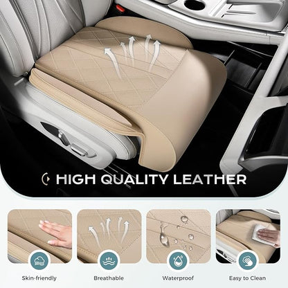 Coverado Car Seat Leg Extender Support Cushion, Leg Rest Cushion for Driver Seat, Universal Car Seat Leg Support, Leather Car Seat Cushion, Waterproof Leg Extension Pad for Long Driving (Update,Beige)