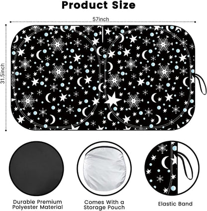 Windshield Sun Shade, Car Sun Shade Windshield, Reflector Sunshade Offers Ultimate Protection for Car Interior, Reflective Polyester Blocks Heat for Sedans, Mini SUVs, Hatchbacks - 57 x 31.5 inches