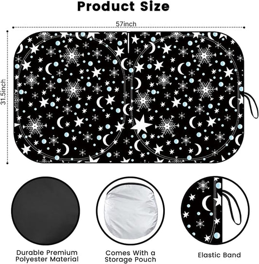 Windshield Sun Shade, Car Sun Shade Windshield, Reflector Sunshade Offers Ultimate Protection for Car Interior, Reflective Polyester Blocks Heat for Sedans, Mini SUVs, Hatchbacks - 57 x 31.5 inches