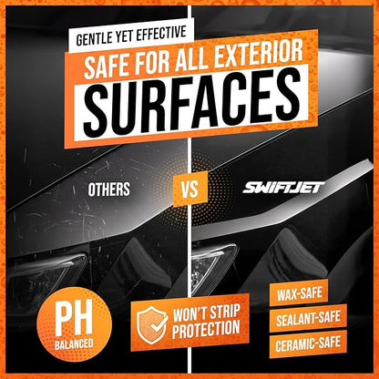 SwiftJet Orange Foam Car Wash Soap – pH Balanced Super Soapy Shampoo & Surface Cleaner – Thick Foaming Suds for Cars, Trucks, SUVs & Boats – Streak-Free Shine, Safe on Wax & Sealant (16 FL OZ)