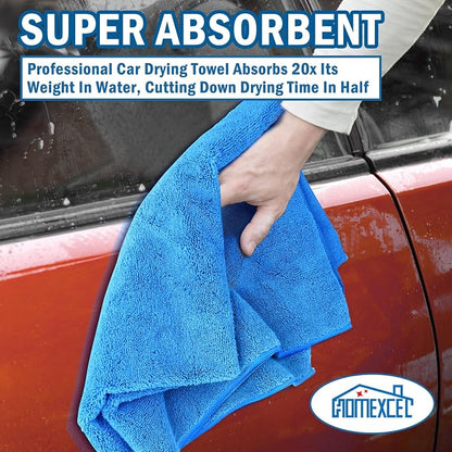 HOMEXCEL Car Drying Towels, 2 Pack Professional Microfiber Towels for Cars, Scratch-Free, Highly Absorbent Drying Towel for Cars, SUVs, RVs, Trucks, and Boats, 31 x 24 inch, Blue