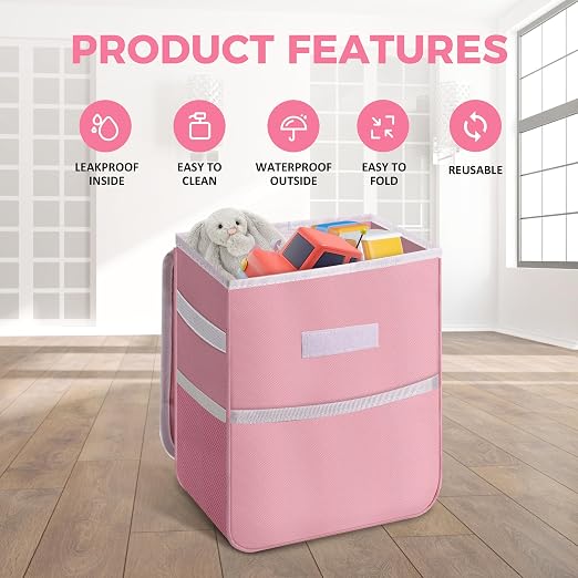 YSSOA Car Trash Can with Lid, Leak-Proof Organizer and Storage Bag, Adjustable and Portable Interior, Collapsible Multipurpose Garbage Bag, 2 Gallon, Pink
