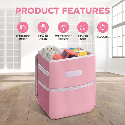 YSSOA Car Trash Can with Lid, Leak-Proof Organizer and Storage Bag, Adjustable and Portable Interior, Collapsible Multipurpose Garbage Bag, 2 Gallon, Pink