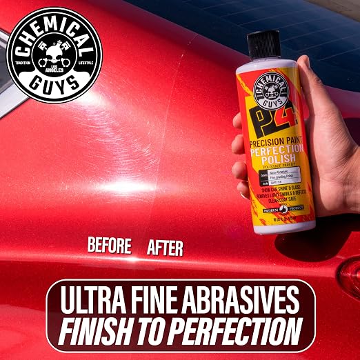 Chemical Guys P4 Precision Paint Perfection Polish - Scratch Remover & Swirl Remover for Cars, Trucks, Motorcycles, & SUVs, Fixes Paint Imperfections & Towel Marks, Restores Gloss & Clarity, 16 oz