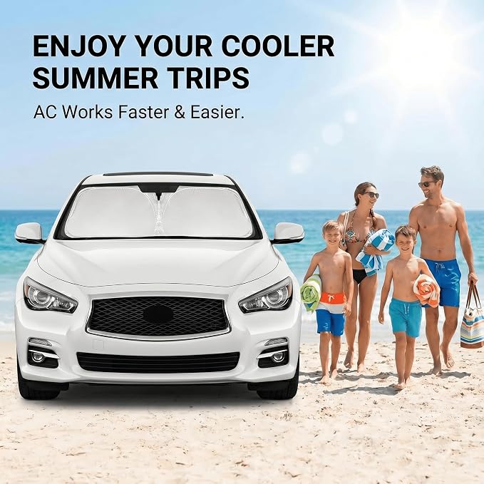 for Infiniti Q50 Windshield Sun Shade 2014-2024 Sunshade Front Window Shade Custom Fit Q50 Accessories Sun Visor Foldable Shade Blocks UV Rays Accessories