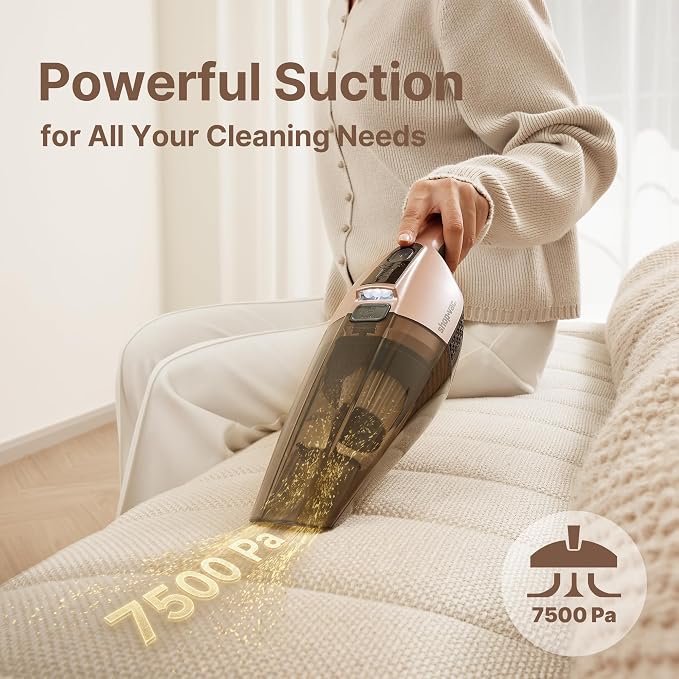 Shop-Vac S1 12V Handheld Vacuum Cordless, Dual-Speed Powerful Portable Car Vacuum Rechargeable, Wall-Mounted Lightweight Hand Vacuum for Home & Car, LED Illumination, HEPA Filter, Champagne Gold