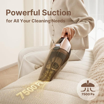 Shop-Vac S1 12V Handheld Vacuum Cordless, Dual-Speed Powerful Portable Car Vacuum Rechargeable, Wall-Mounted Lightweight Hand Vacuum for Home & Car, LED Illumination, HEPA Filter, Champagne Gold