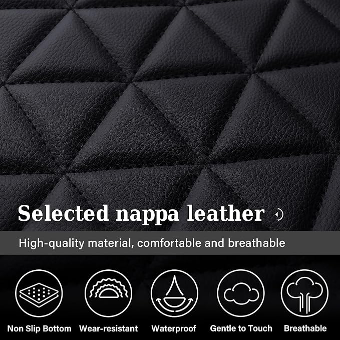 Coverado Ram Seat Covers Full Set, Waterproof Ram 1500 Seat Cover Compatible with 2002-2026 Dodge RAM 1500 2500 3500 Crew Quad Cab with Curved Bench, Black