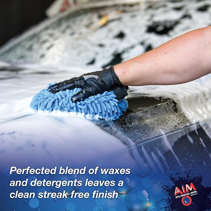 AIM Chemicals Wash N Wax Car Soap - pH neutral for cars, trucks, boats, and RVs. Protects wax and sealants. Use with foam cannon or hand wash. Ideal for detailing and cleaning supplies (AC WWG - FBM)