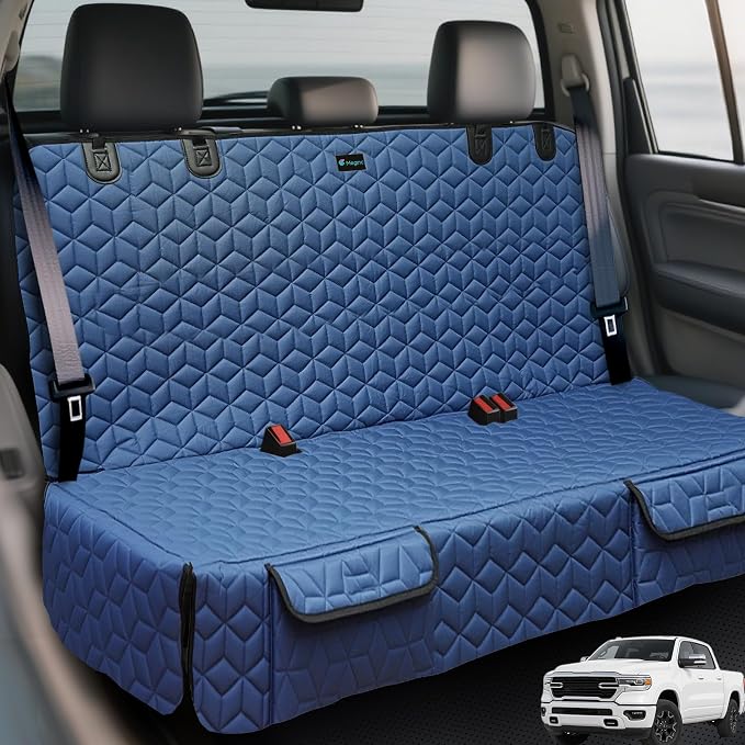 Meginc Dog Car Seat Covers for Back Seat, Heavy Duty Pet Bench Seat Covers for Trucks Waterproof Protector Back Seat Nonslip Dogs Car Seat Covers for Crew Cab/Ford F-Series/Ram 1500/Sierra/Silverado