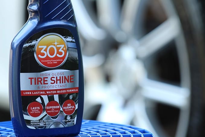 303 Products High Gloss Tire Shine And Protectant - Long Lasting, Water Based Formula - Lasts For Weeks - No Harmful Silicones - Lasts Weeks Not Days, 16 fl. oz. (30395CSR) Packaging May Vary