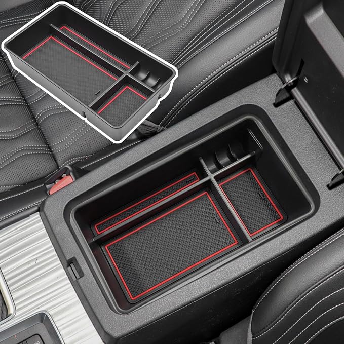 Center Console Organizer Compatible with Nissan Altima 2019 2021 2022 2023 2024 2025 2026 Accessories, Armrest Insert Tray with Coin Holder Keep Organized with Rubber Pad Red
