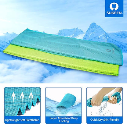 Sukeen 4pack Cooling Towel (40"x12"), Ice Towel,Soft Breathable Chilly Towel,Microfiber Towel for Yoga,Sport,Running,Gym,Workout,Camping,Fitness,Workout & More Activities
