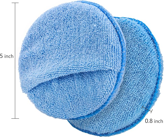 Fasmov 30 Pack Microfiber Wax Applicator, 5" Diameter Soft Microfiber Wax Applicator Pads with Finger Pocket Wax Applicator for Cars Wax Applicator Foam Sponge, Blue
