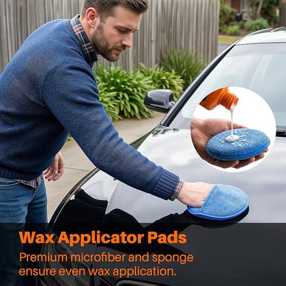 Microfiber Wax Applicator Pads, Car Wax Applicator with Finger Pocket, Buffing & Detail Polishing Foam Pads for Car Cleaning and Fine Polishing (5 inch, 12 Pack)