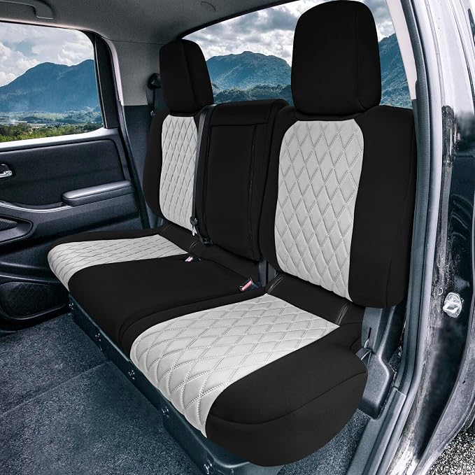 FH Group Custom Fit Car Seat Covers Specifically Made for 2022-2026 Nissan Frontier, Full Set Gray Ultraflex Neoprene Waterproof Automotive Seat Covers for Pickup Truck, Nissan Accessories