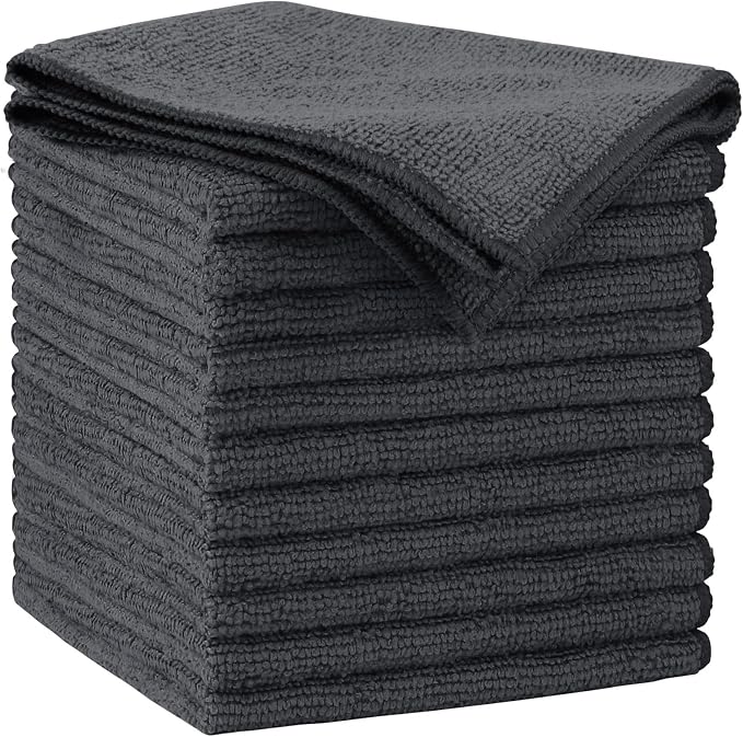 AIDEA Microfiber Cleaning Cloth Grey 12PK, Microfiber Towels for Cars, Premium Car Cloths, Dusting Cloth Lint Free Cleaning Rags for SUVs, House, Kitchen, Window, Workshops,11.5×11.5"